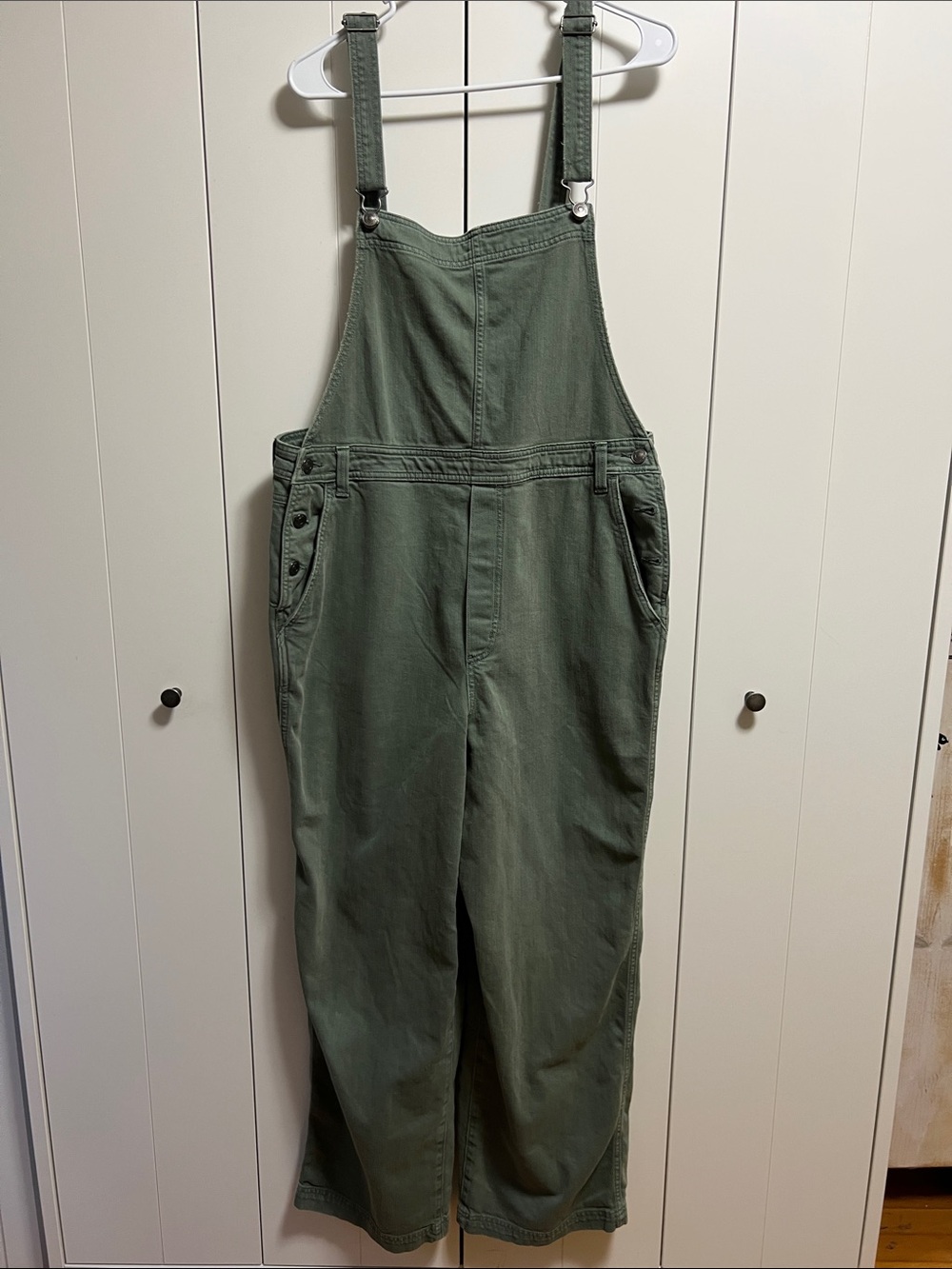 Aerie green button side overalls size XL
